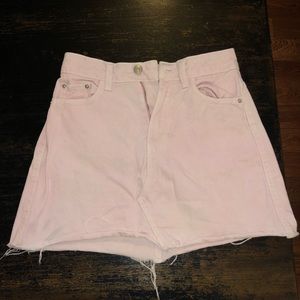 Pink jean distressed jean skirt